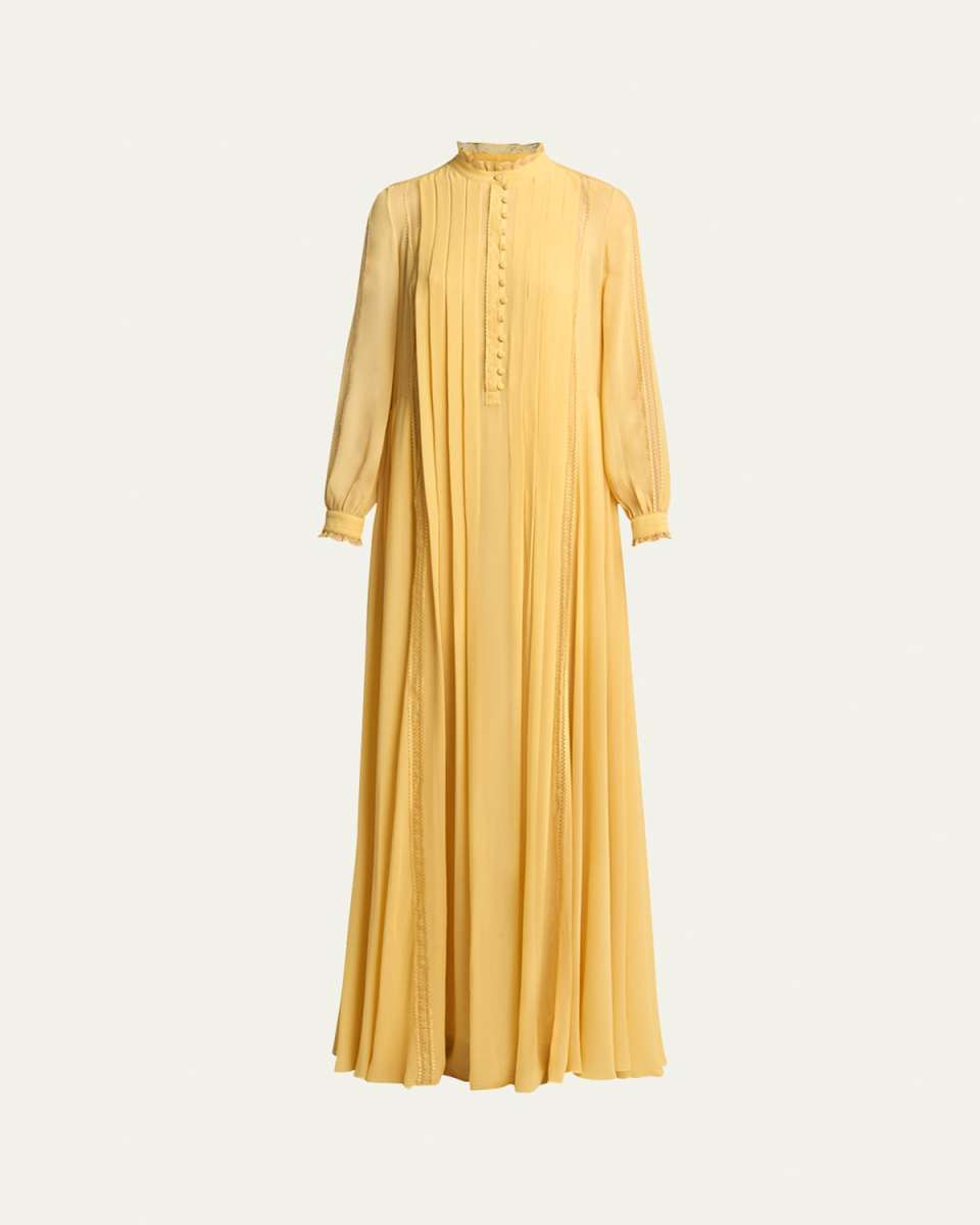 Long Pleated Bib Dress